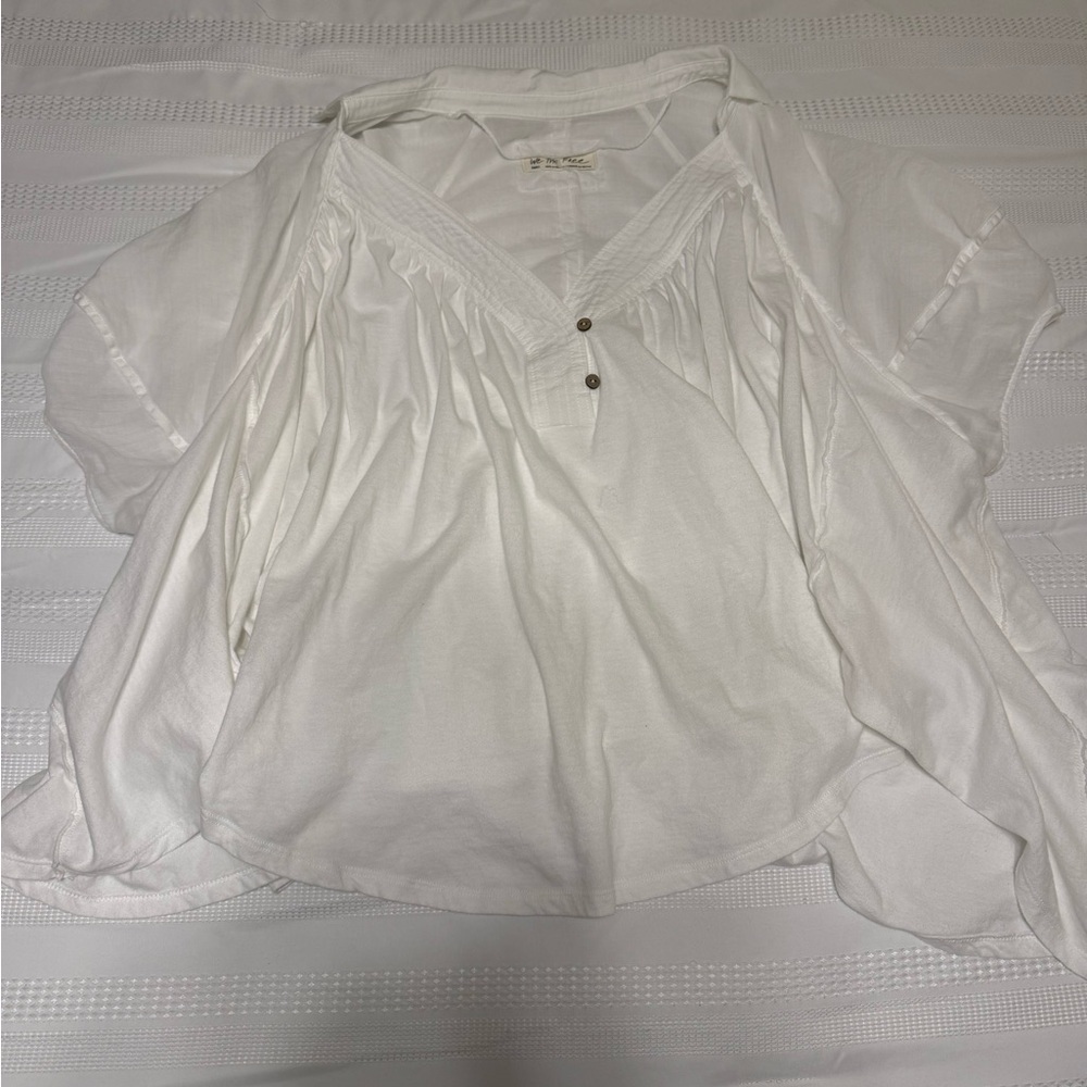 Free People Flowy White Blouse